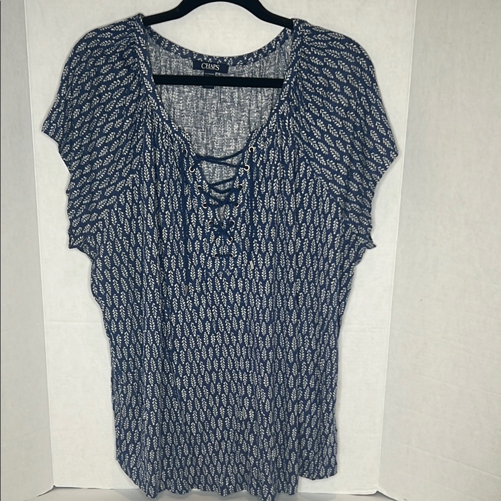 Plus size Chaps Blue Patterned Women's Top